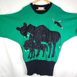 Artemis Black Panthers Vintage Green Sweater / Sweater Dress